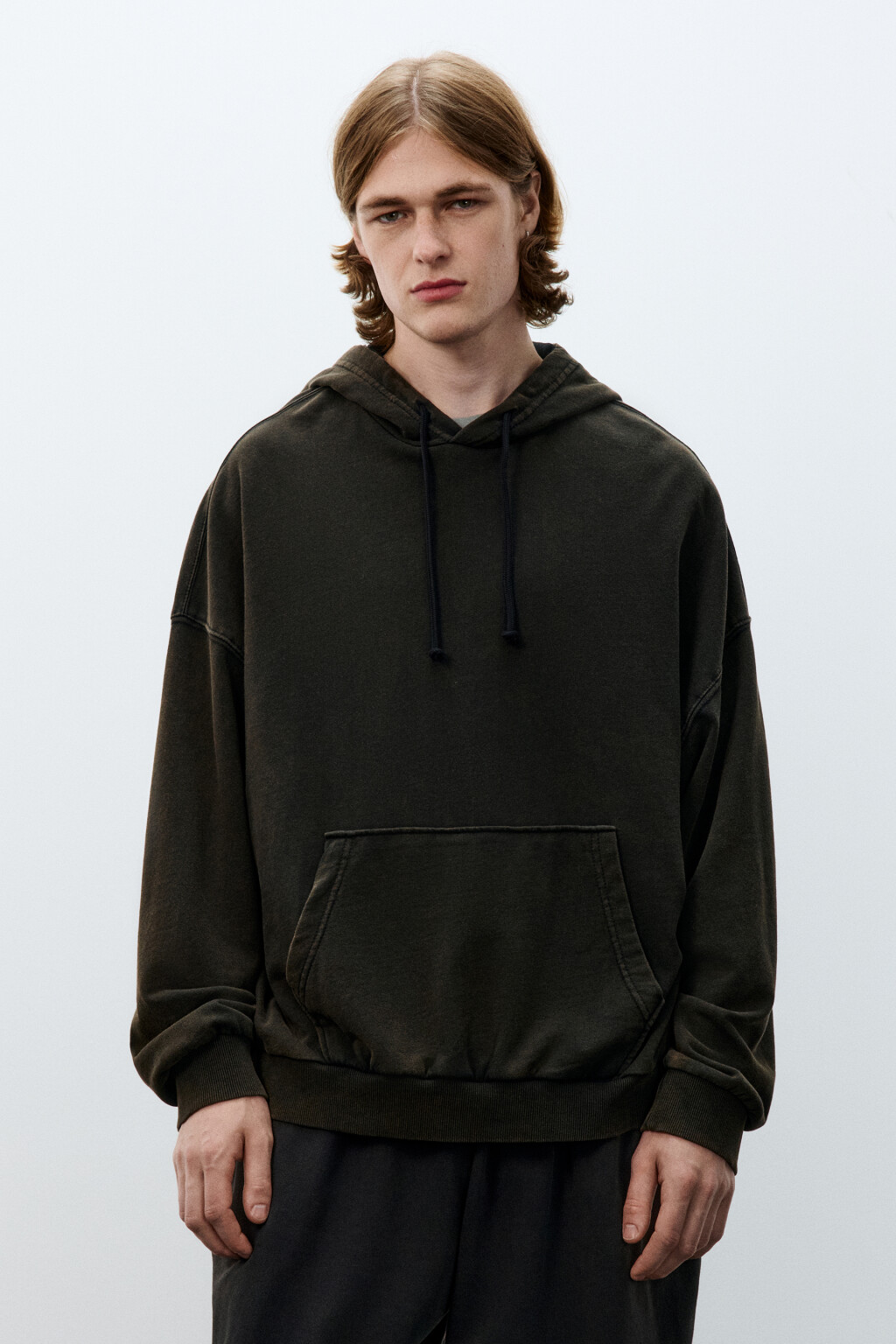 Худи оверсайз с капюшоном - цвет коричневый - 2