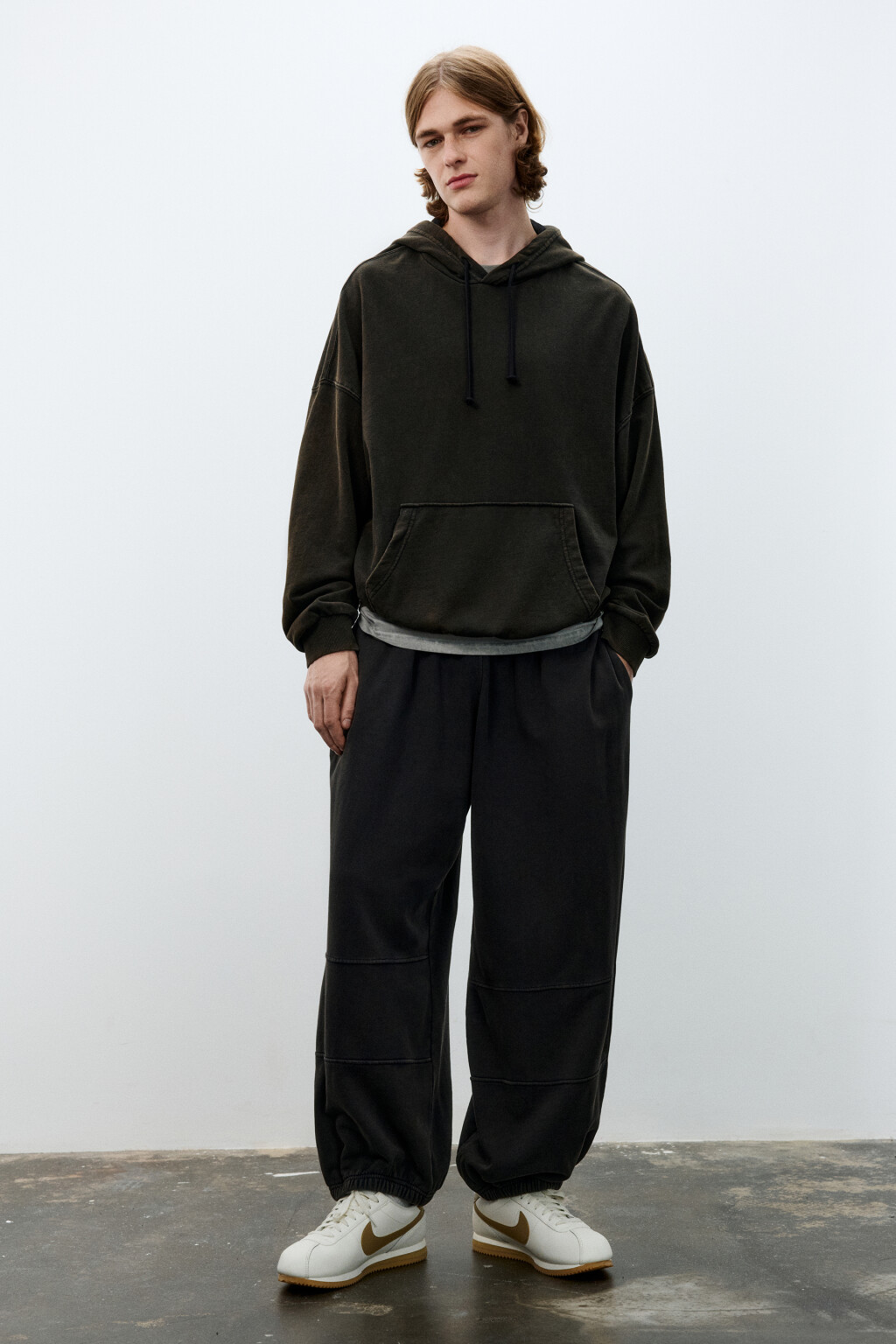 Худи оверсайз с капюшоном - цвет коричневый - 4