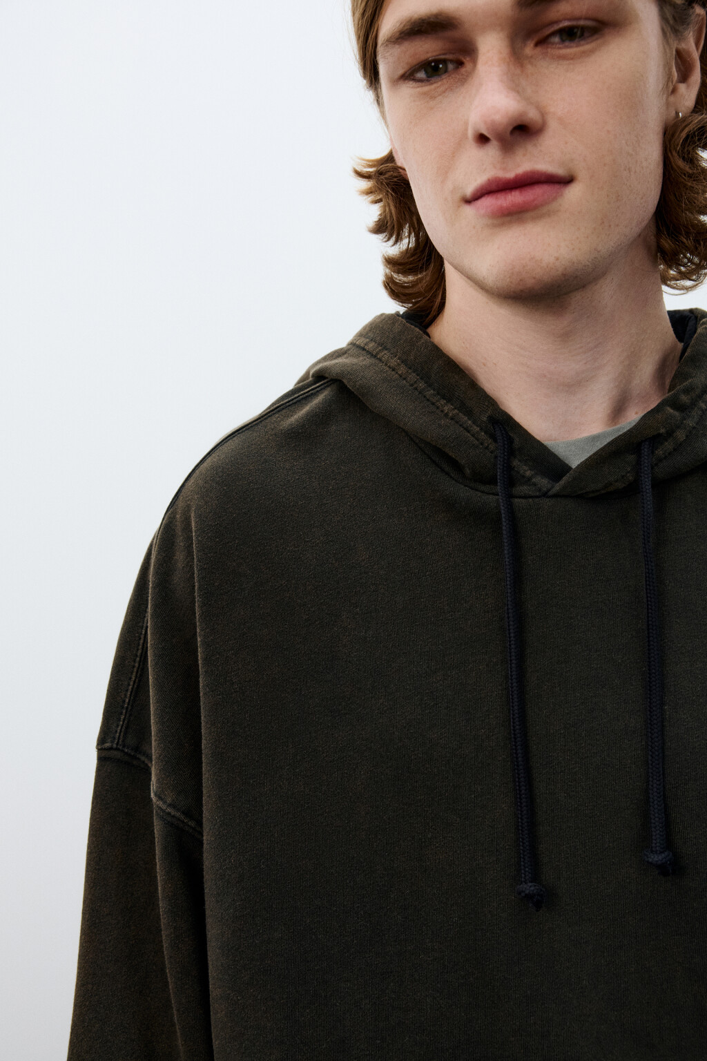 Худи оверсайз с капюшоном - цвет коричневый - 5