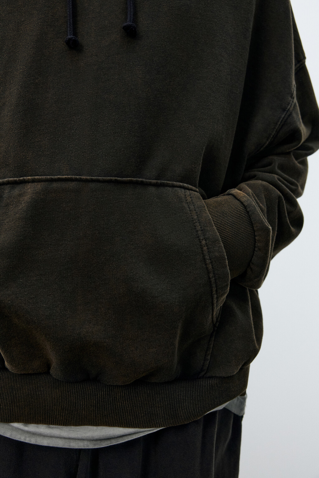 Худи оверсайз с капюшоном - цвет коричневый - 6