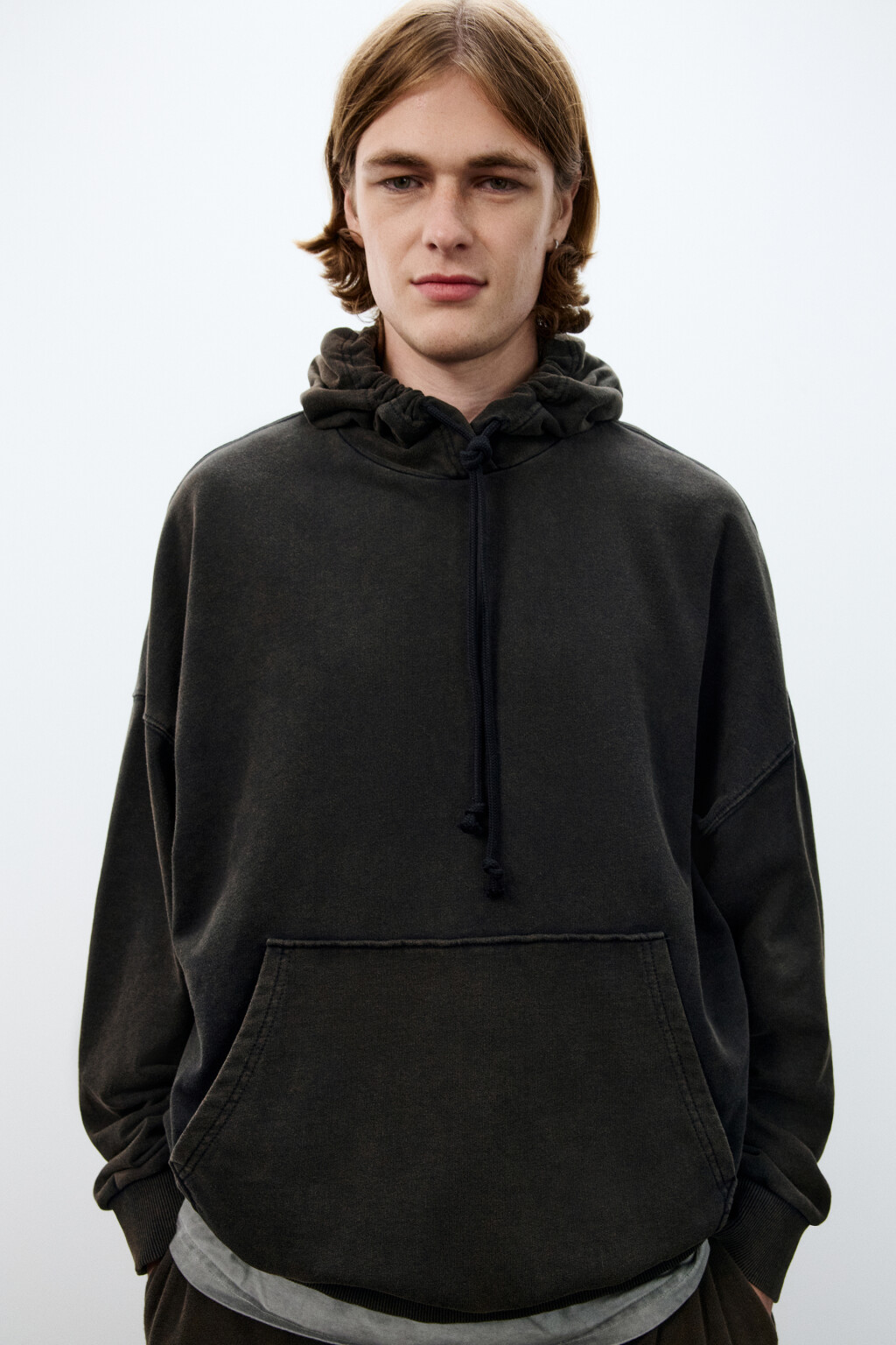Худи оверсайз с капюшоном - цвет черный - 1