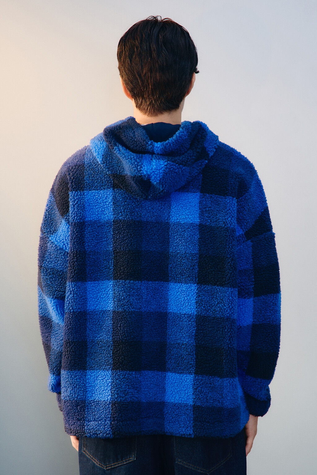 Худи-зипка флисовая с капюшоном - цвет синий - 3