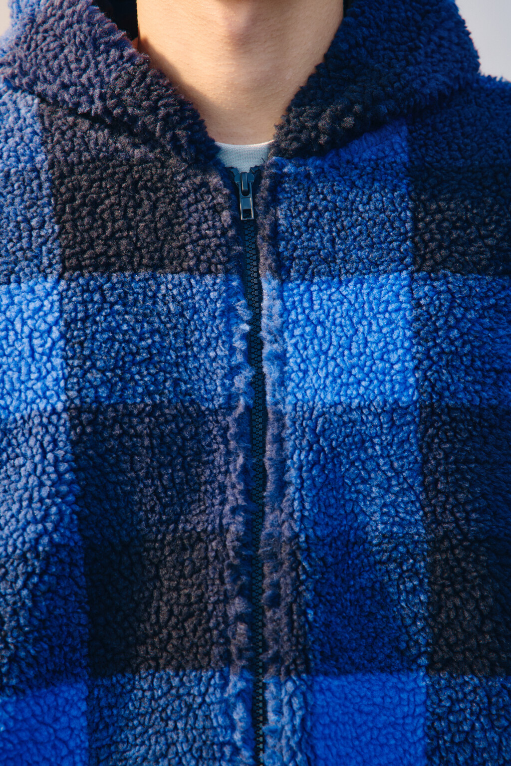 Худи-зипка флисовая с капюшоном - цвет синий - 5