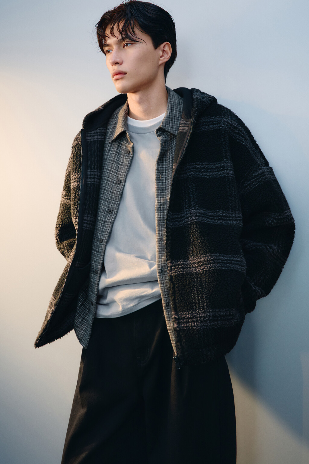 Худи-зипка флисовая с капюшоном - цвет черный - 1