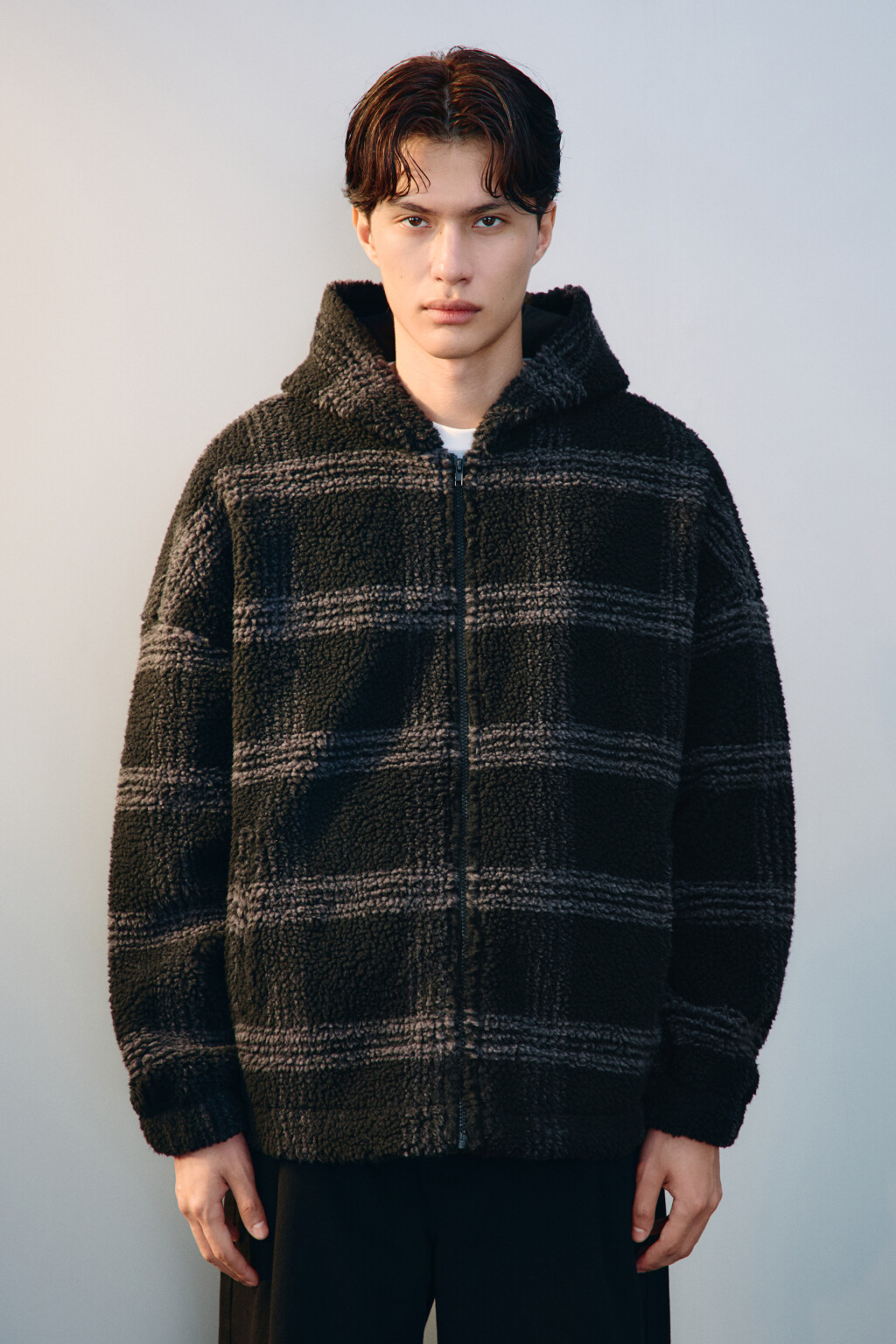 Худи-зипка флисовая с капюшоном - цвет черный - 3