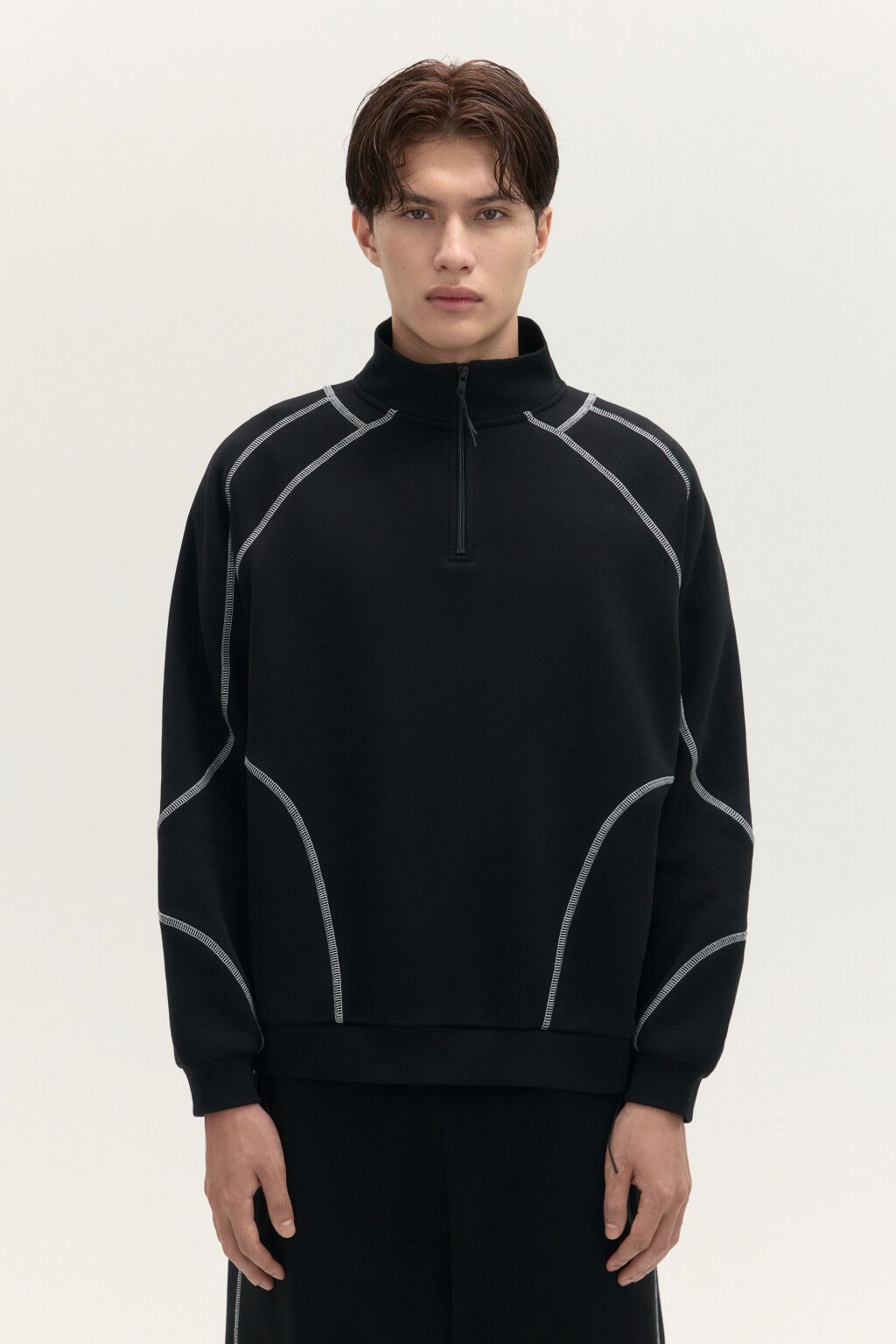 Толстовка с воротником на молнии - цвет черный - 2