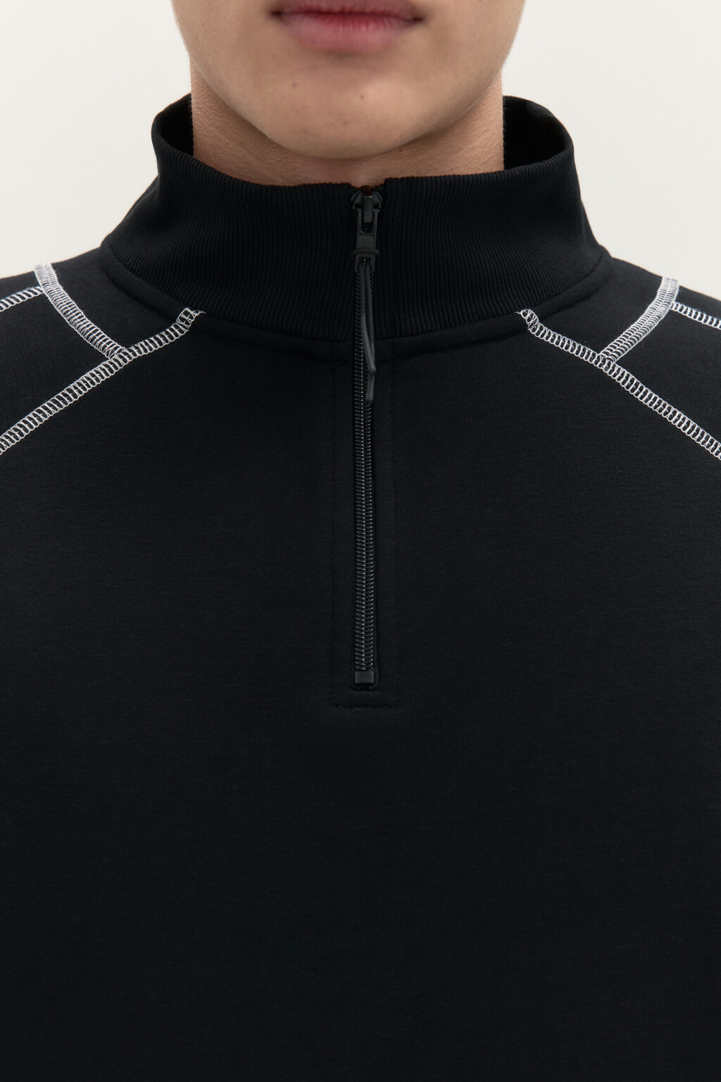 Толстовка с воротником на молнии - цвет черный - 6