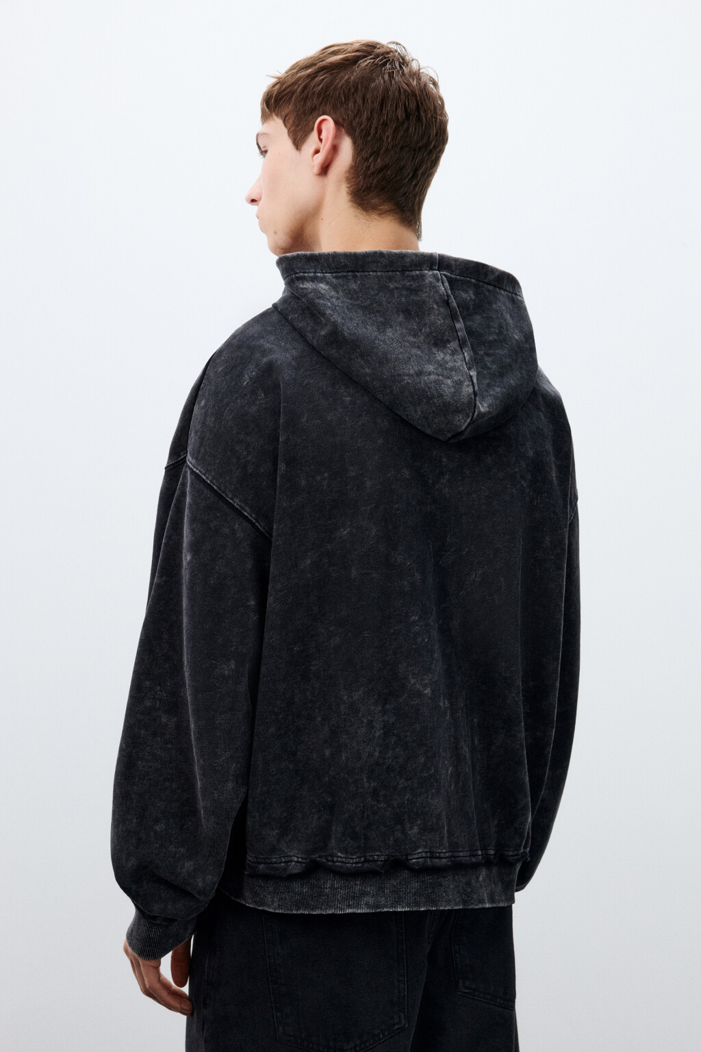 Худи-зипка с вареным эффектом - цвет черный - 4