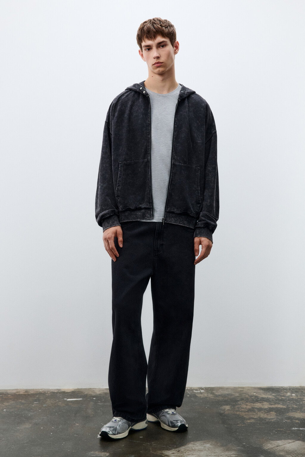 Худи-зипка с вареным эффектом - цвет черный - 5