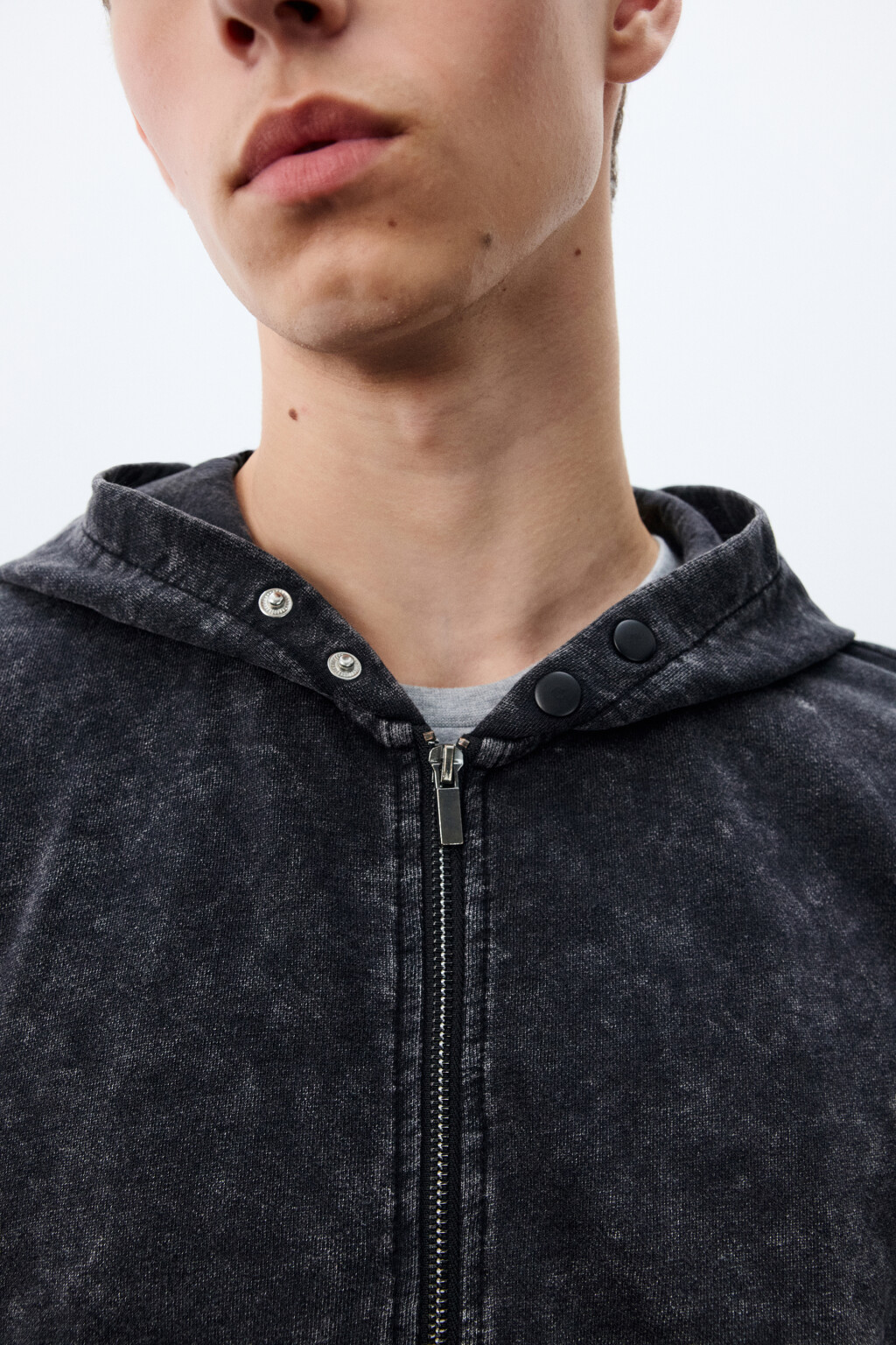 Худи-зипка с вареным эффектом - цвет черный - 6