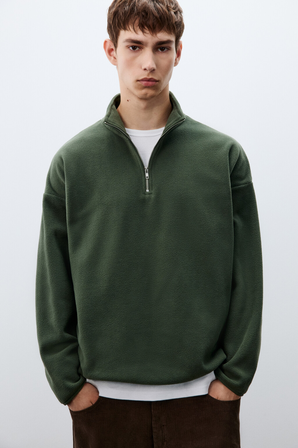 Толстовка флисовая с молнией - цвет зеленый - 1