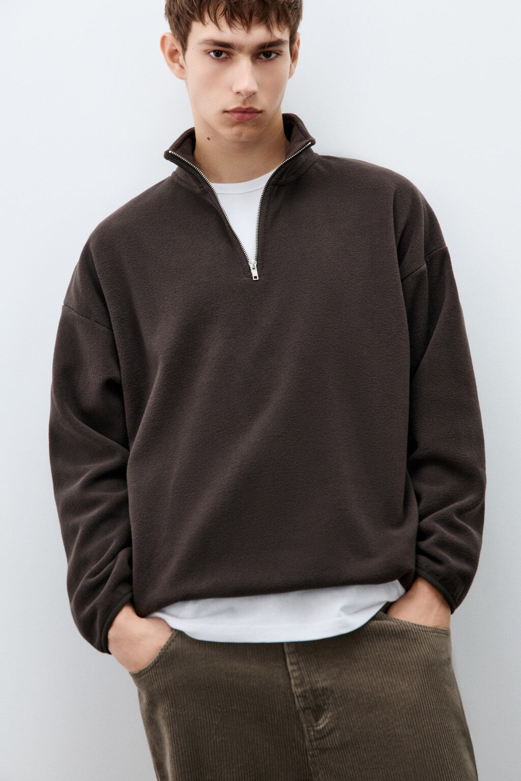 Толстовка флисовая с молнией - цвет коричневый - 2