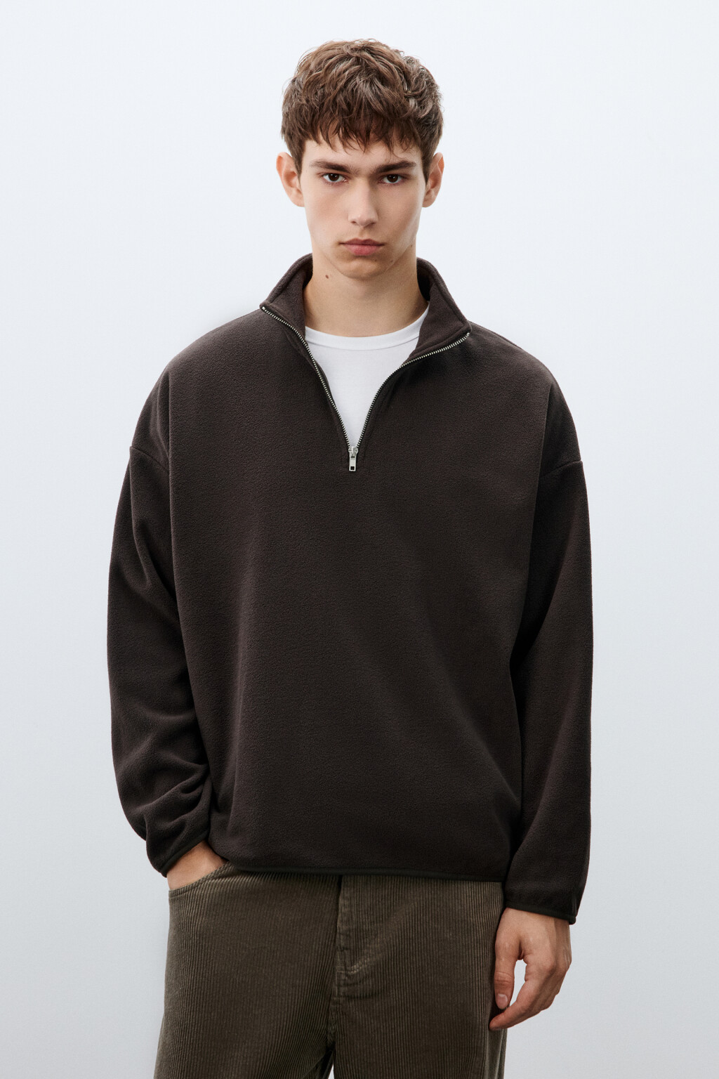 Толстовка флисовая с молнией - цвет коричневый - 3