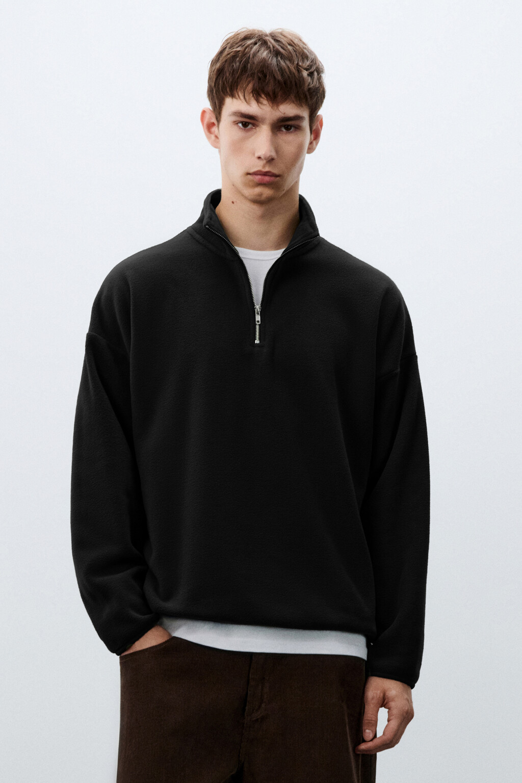 Толстовка флисовая с молнией - цвет черный - 1
