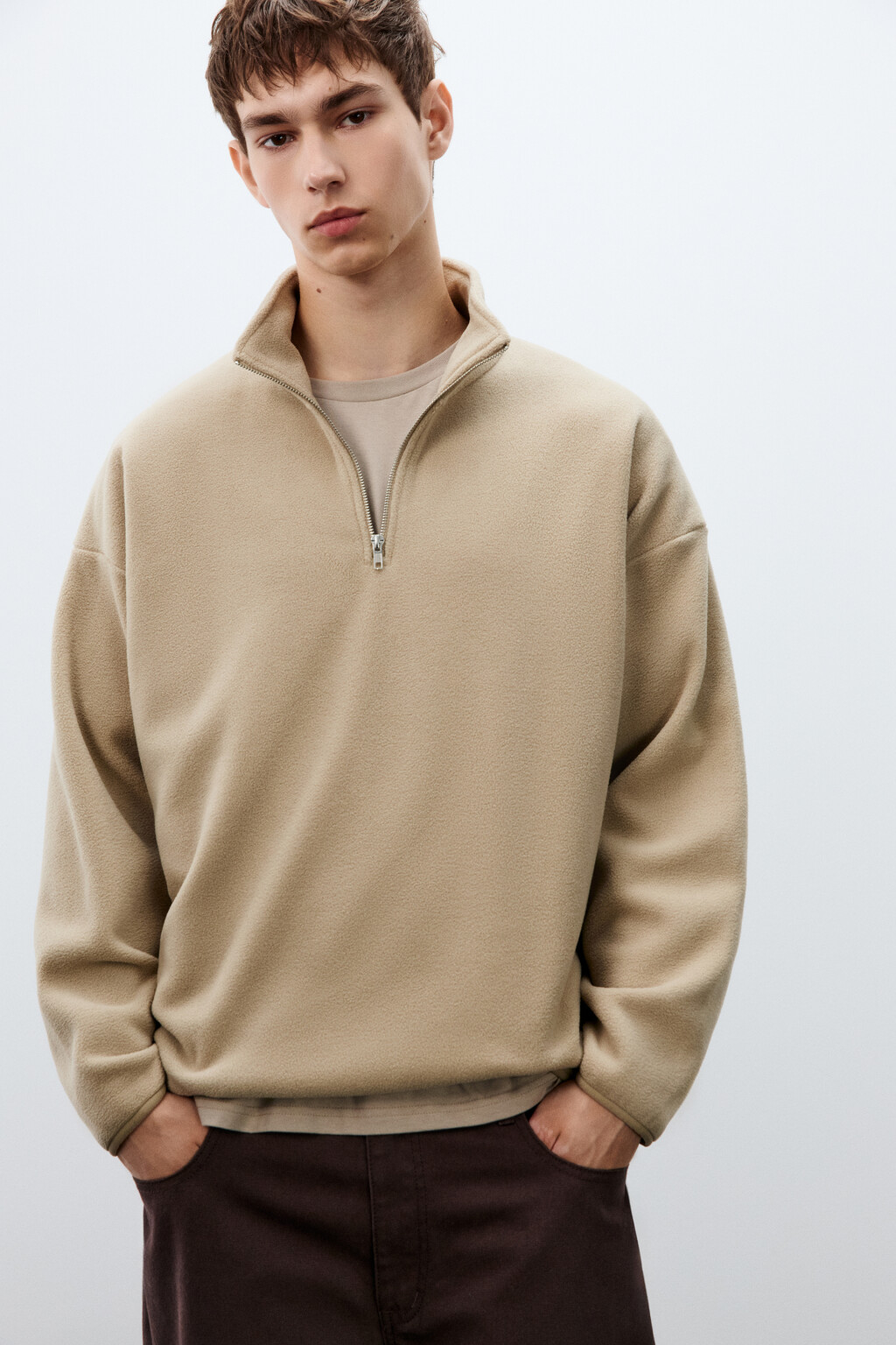 Толстовка флисовая с молнией - цвет бежевый - 1