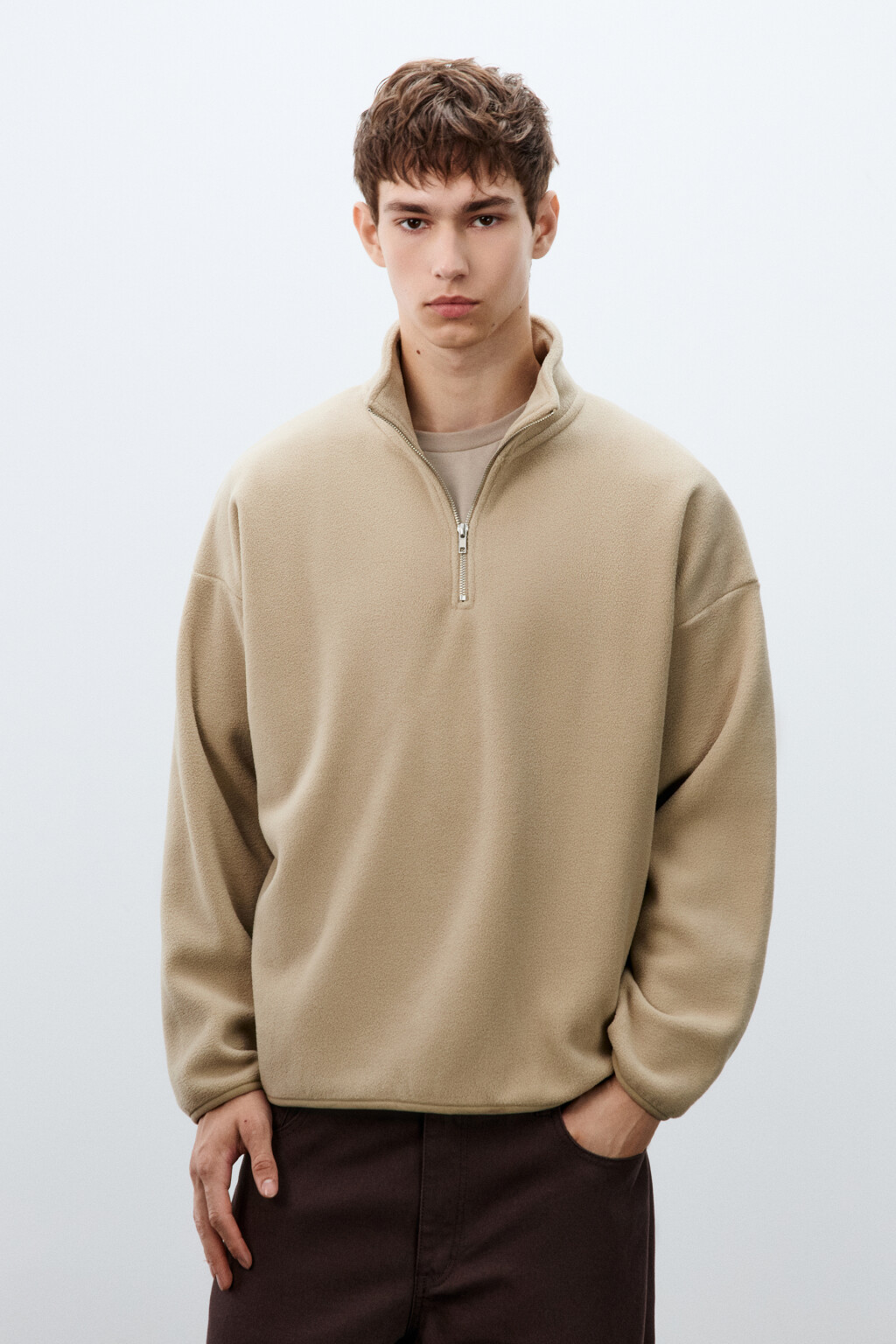 Толстовка флисовая с молнией - цвет бежевый - 2