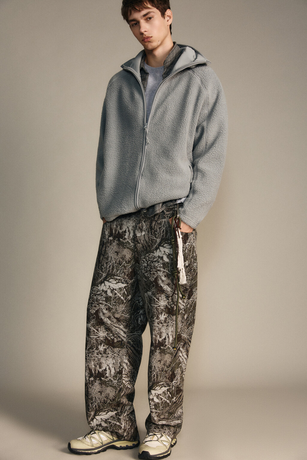 Худи флисовая с капюшоном-балаклавой - цвет серый - 1