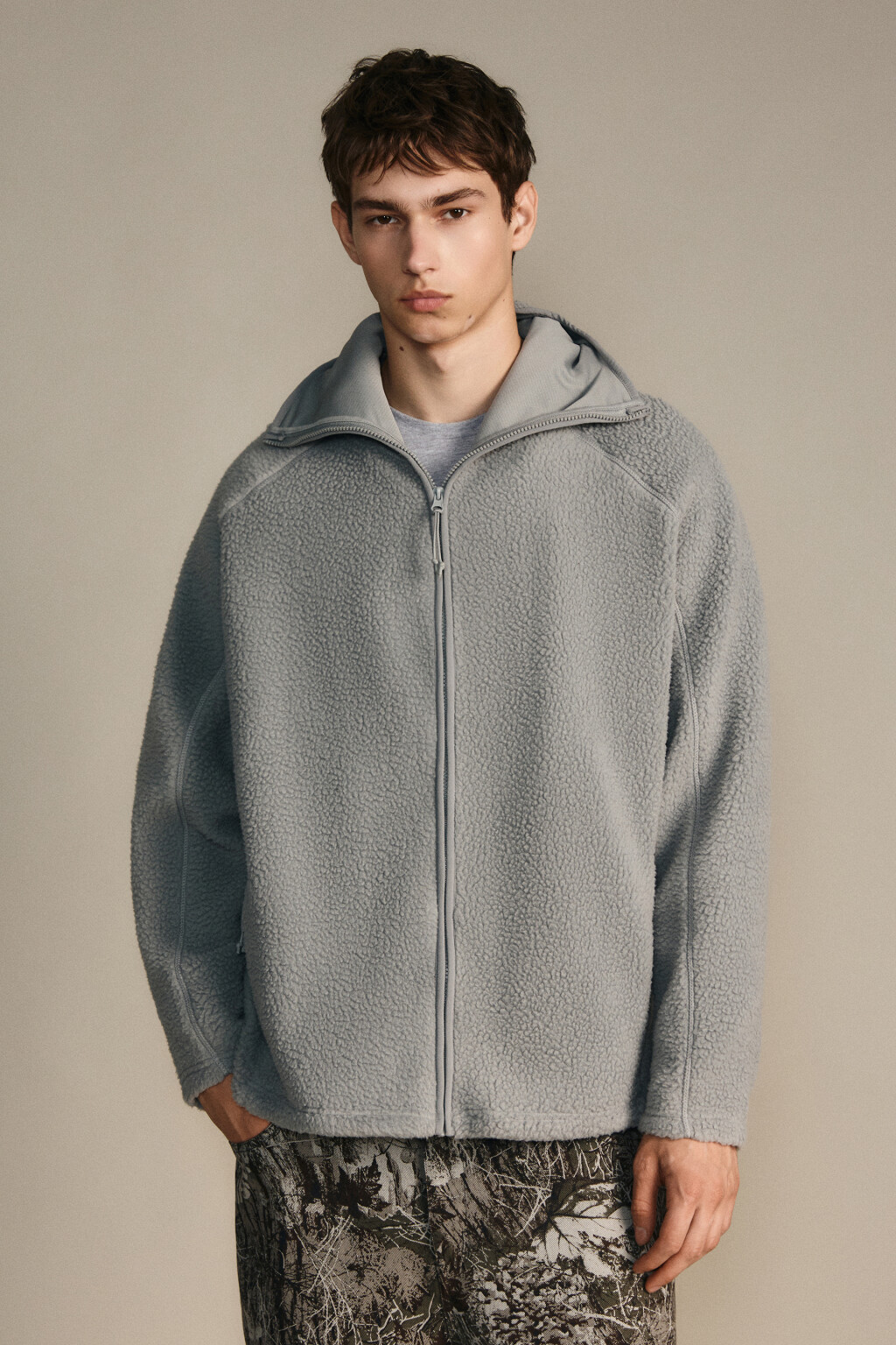 Худи флисовая с капюшоном-балаклавой - цвет серый - 4