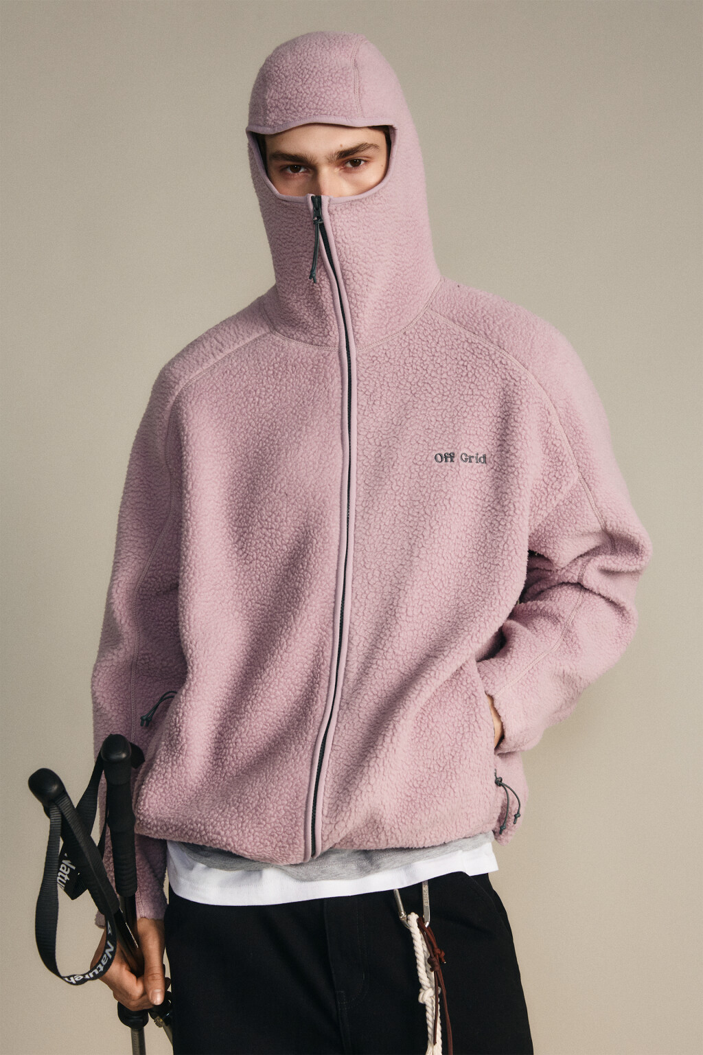 Худи флисовая с капюшоном-балаклавой - цвет розовый - 2