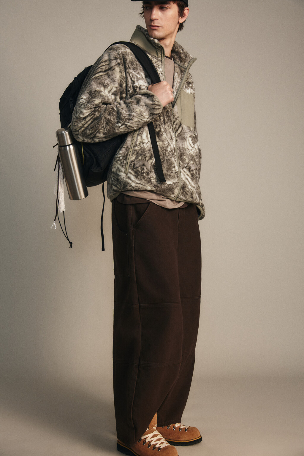 Толстовка на молнии флисовая с принтом - цвет серый - 2