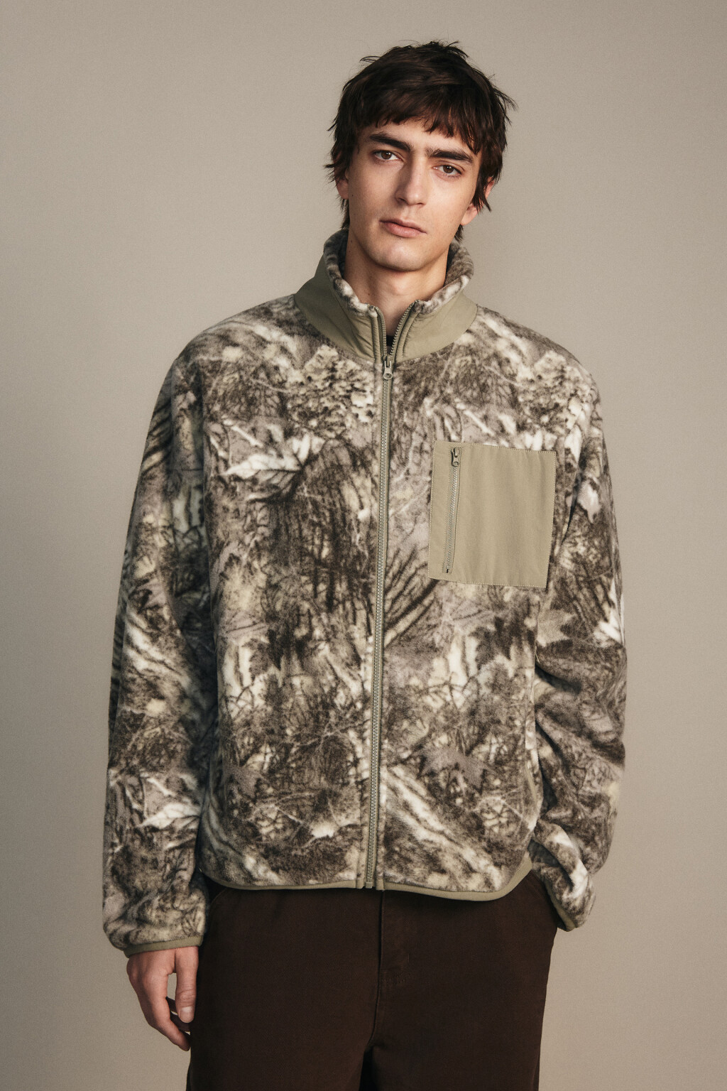 Толстовка на молнии флисовая с принтом - цвет серый - 3