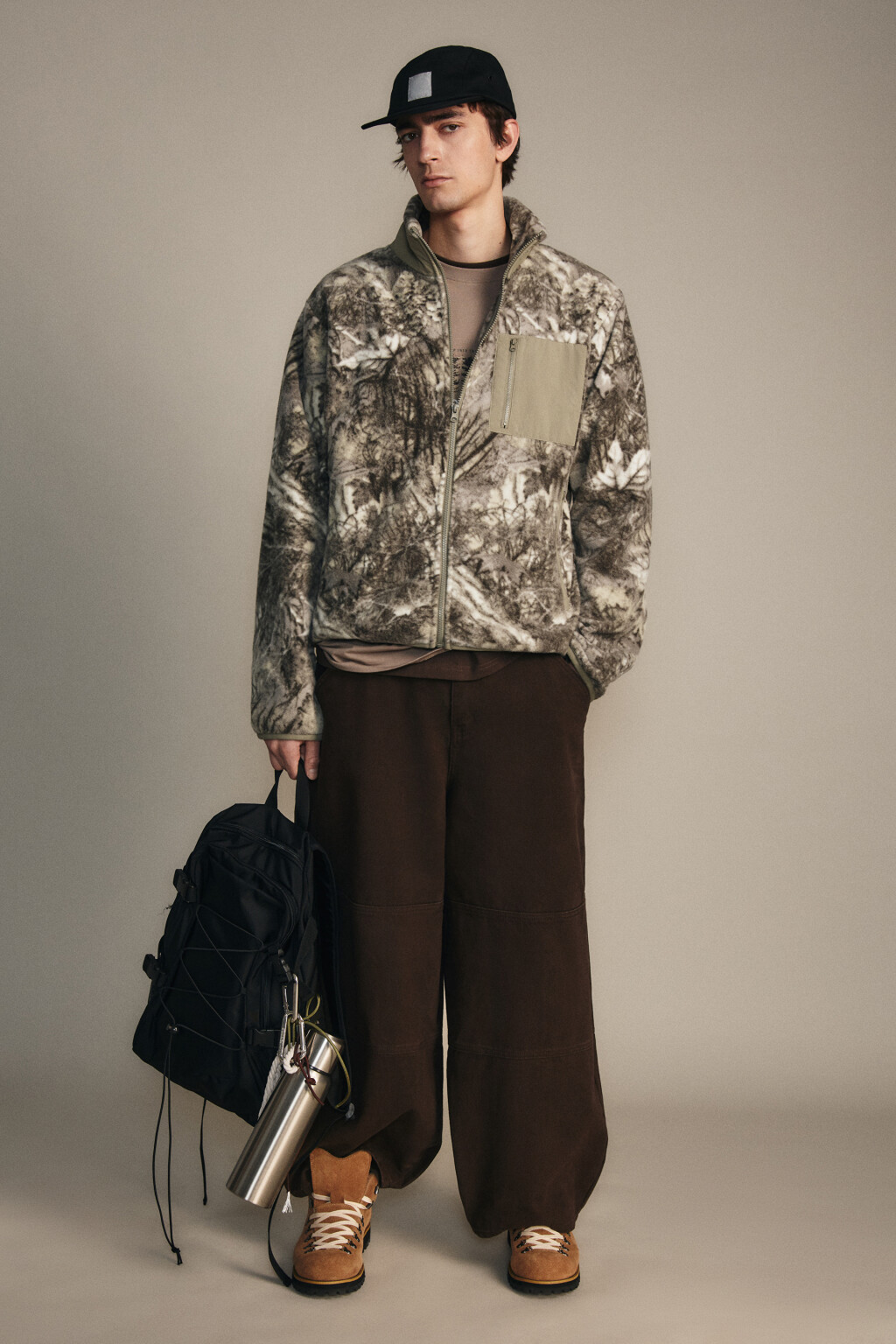 Толстовка на молнии флисовая с принтом - цвет серый - 5