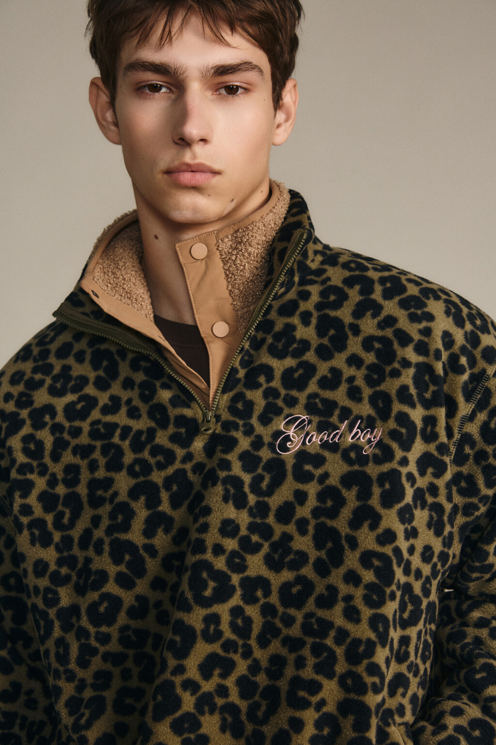 Толстовка на молнии флисовая с принтом - цвет зеленый - 2