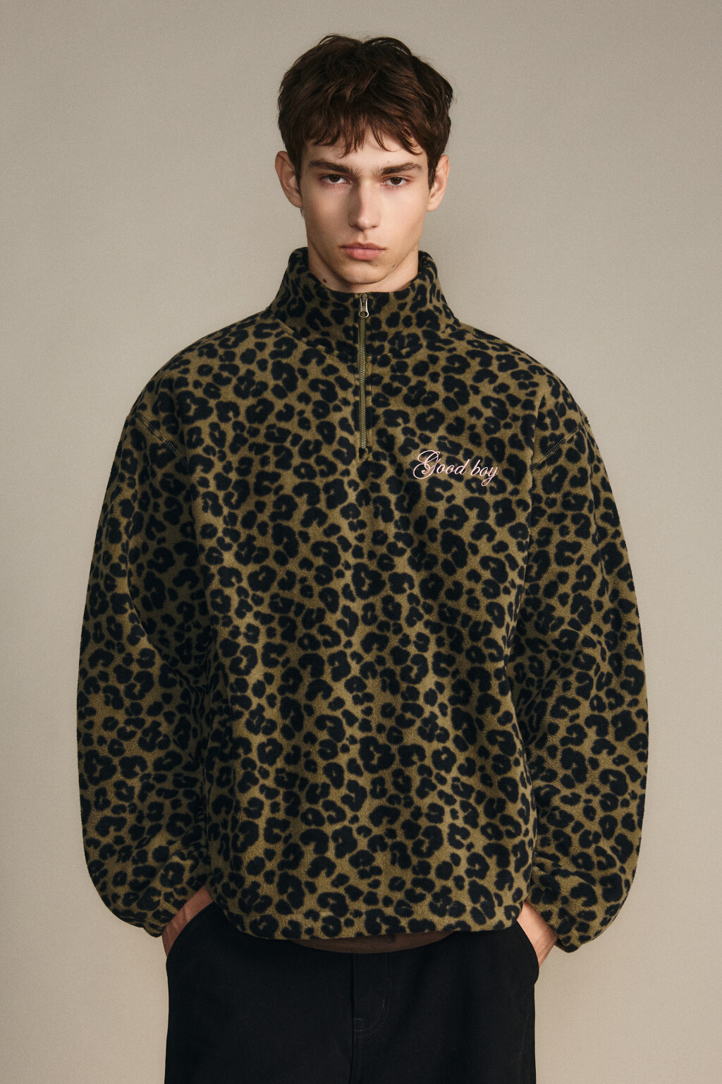 Толстовка на молнии флисовая с принтом - цвет зеленый - 3