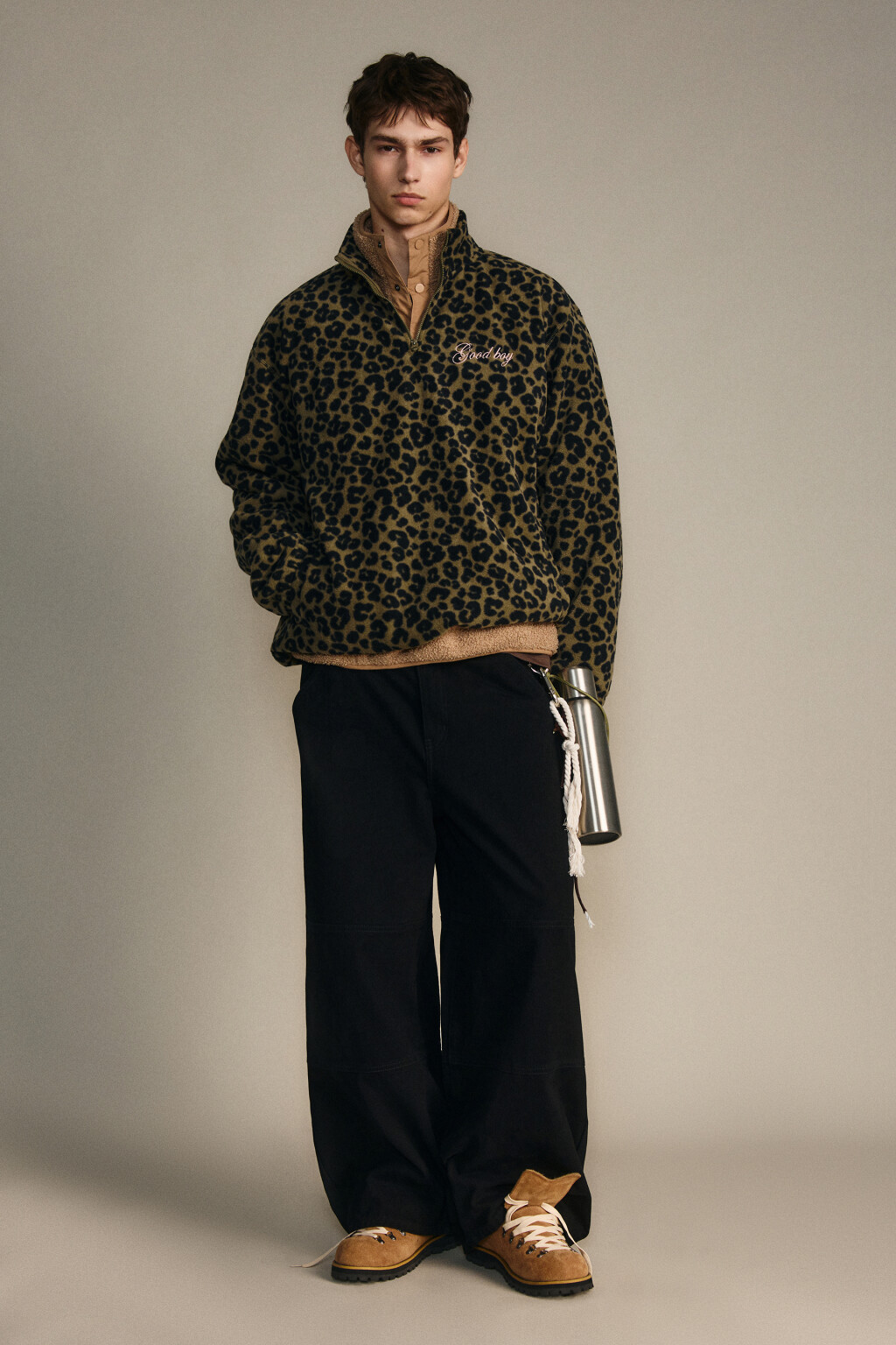 Толстовка на молнии флисовая с принтом - цвет зеленый - 5