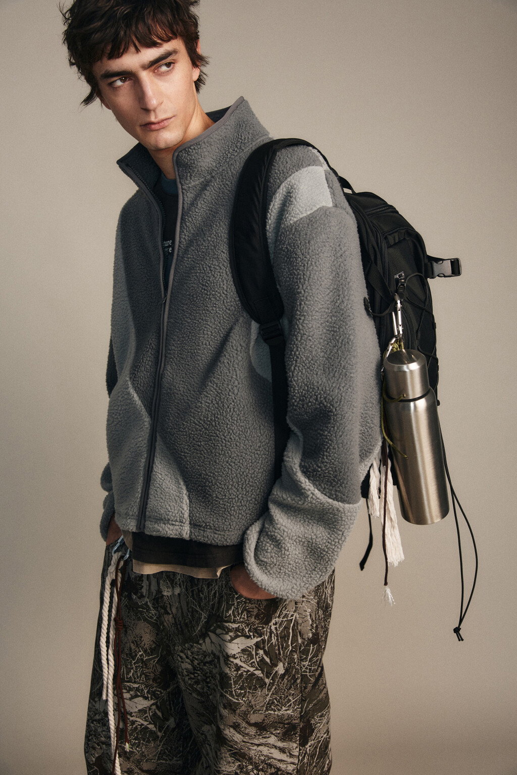 Толстовка флисовая на молнии - цвет серый - 2