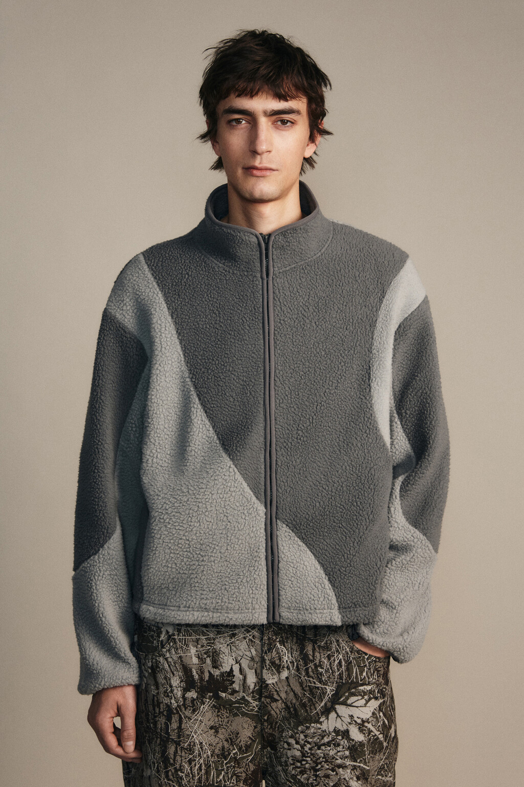 Толстовка флисовая на молнии - цвет серый - 3