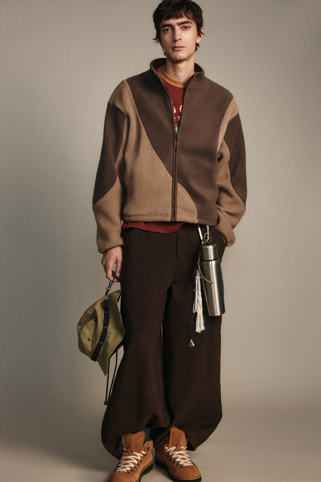 Толстовка флисовая на молнии - цвет коричневый - 1