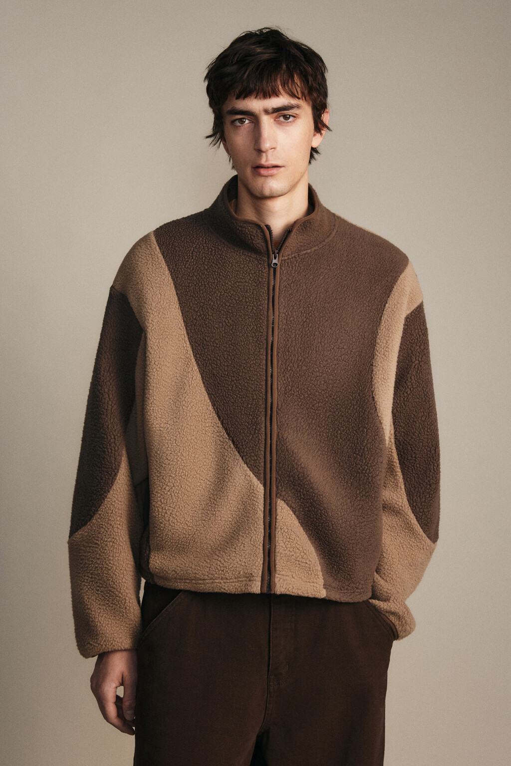Толстовка флисовая на молнии - цвет коричневый - 3