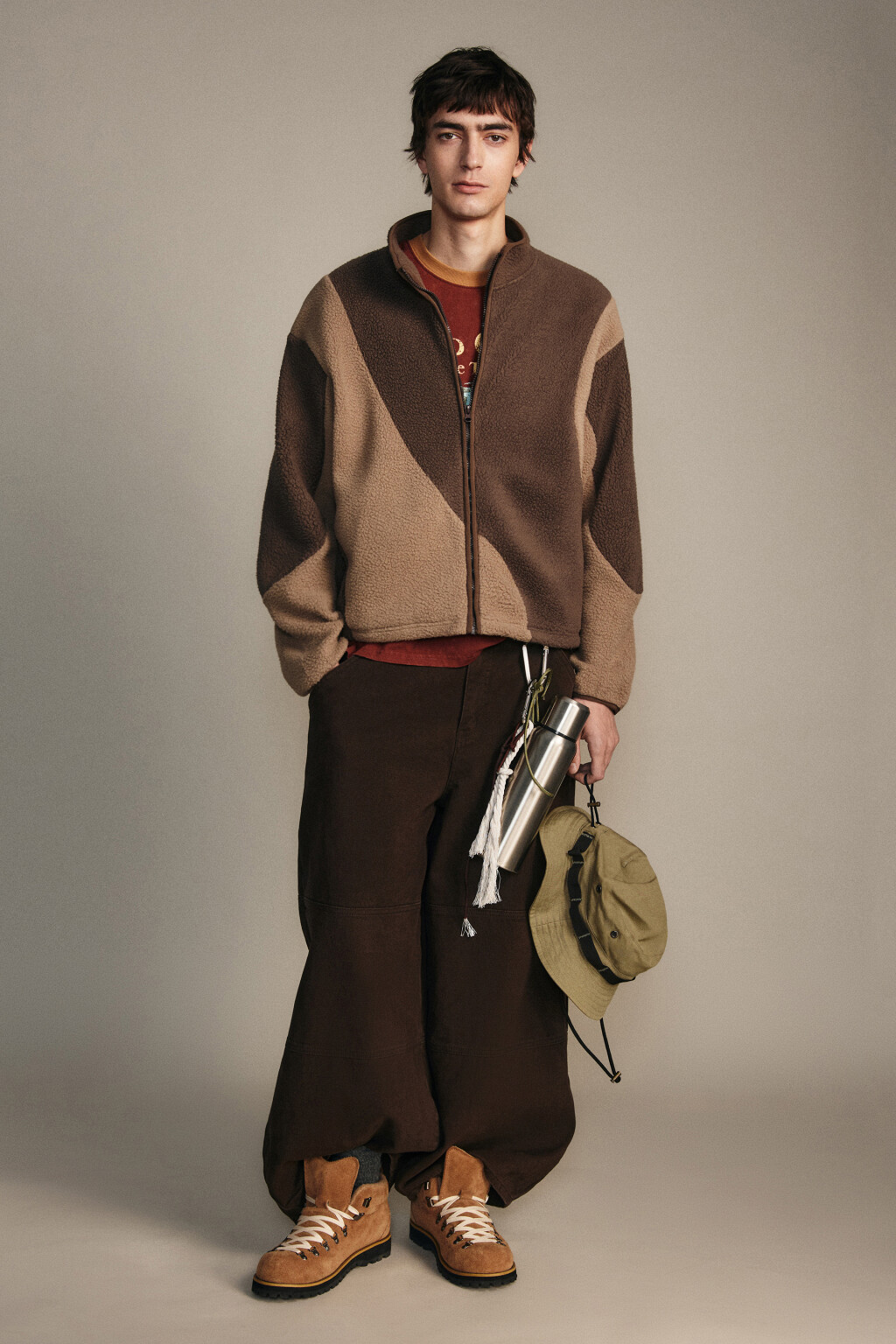 Толстовка флисовая на молнии - цвет коричневый - 5