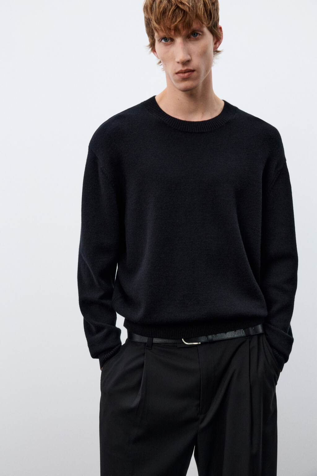 Джемпер из тонкого вязаного трикотажа - цвет черный - 1