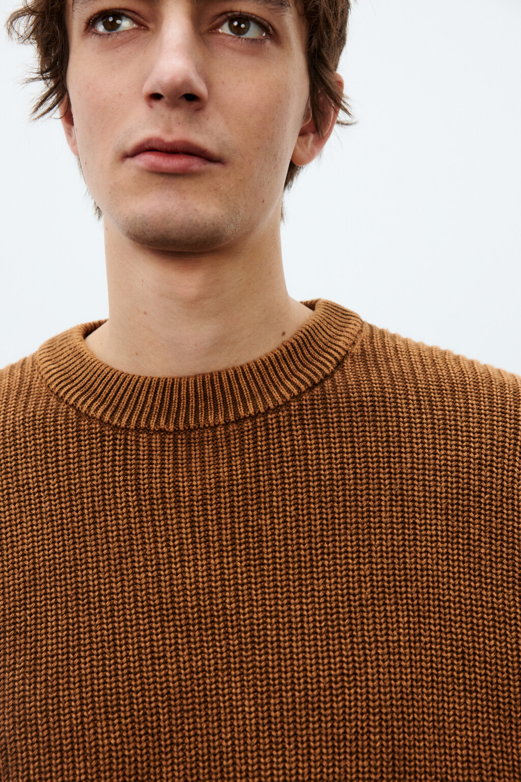 Джемпер вязаный с вареным эффектом - цвет коричневый - 6