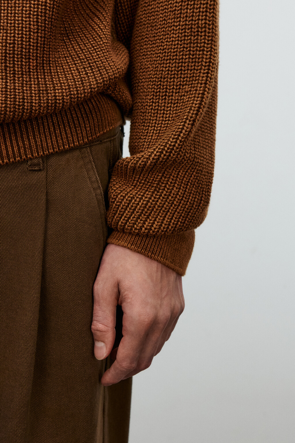 Джемпер вязаный с вареным эффектом - цвет коричневый - 7