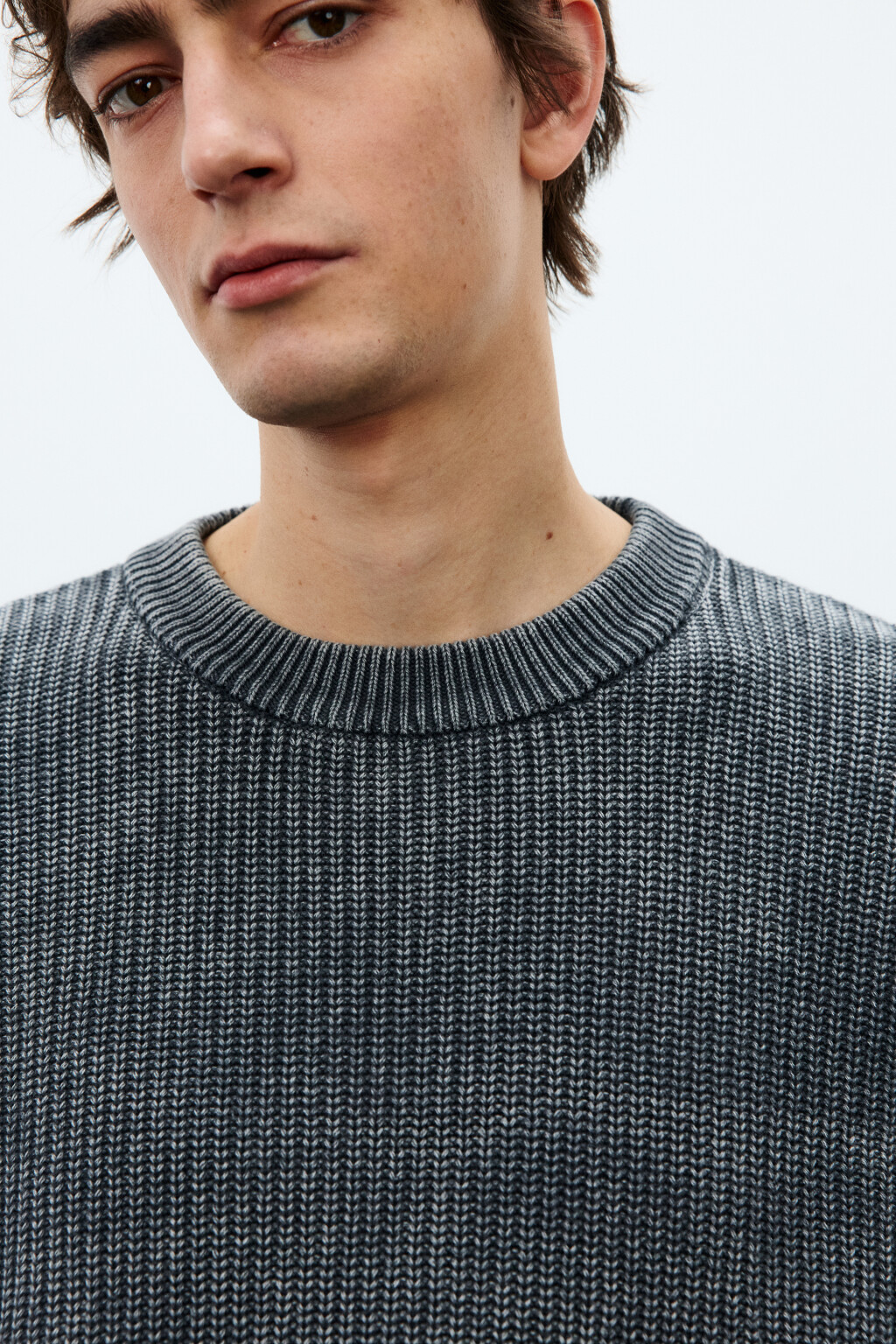 Джемпер вязаный с вареным эффектом - цвет серый - 6