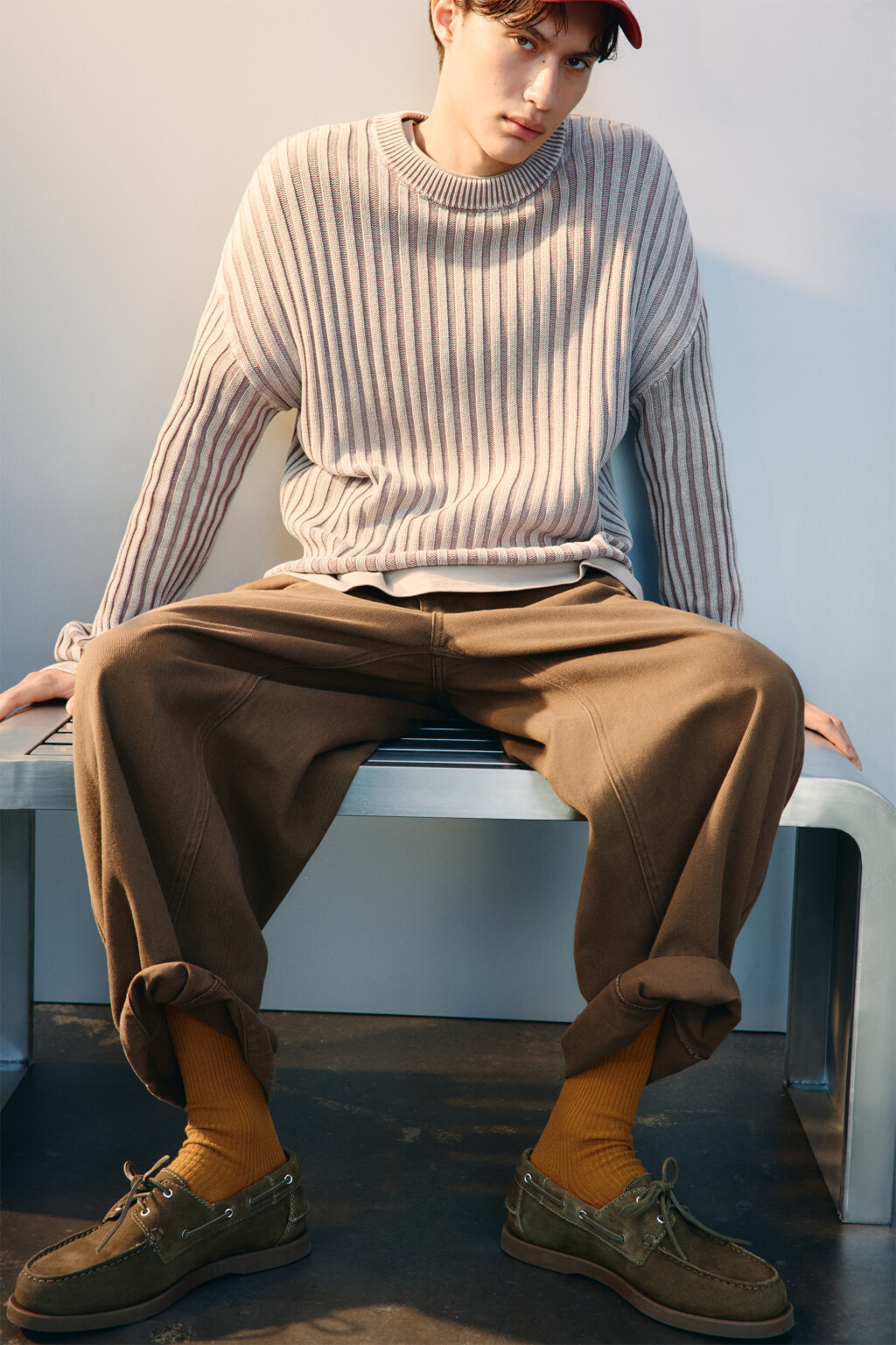 Джемпер вязаный в рубчик - цвет ванильный - 1