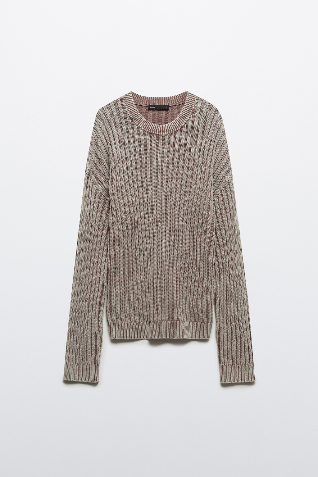 Джемпер вязаный в рубчик - цвет ванильный - 8