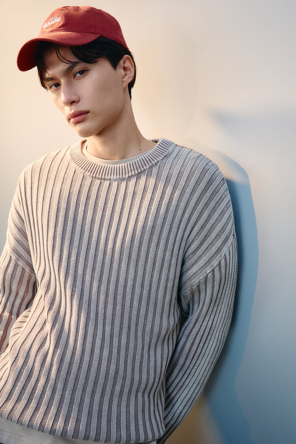 Джемпер вязаный в рубчик - цвет ванильный - 2