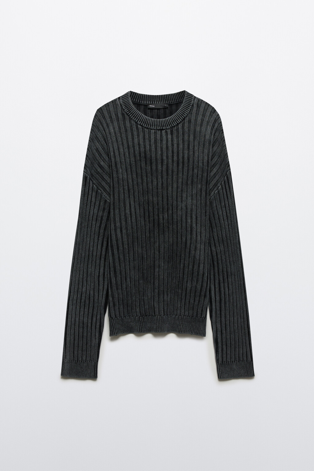 Джемпер вязаный в рубчик - цвет серый - 7