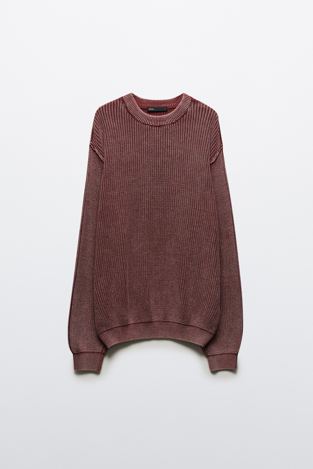 Джемпер вязаный с вареным эффектом - цвет бордовый - 9