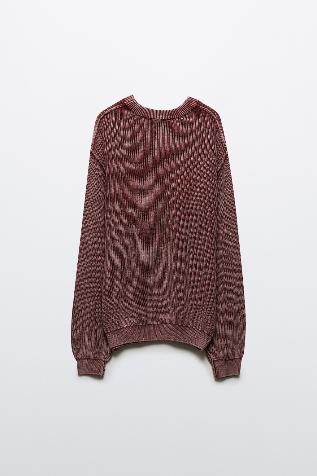 Джемпер вязаный с вареным эффектом - цвет бордовый - 10