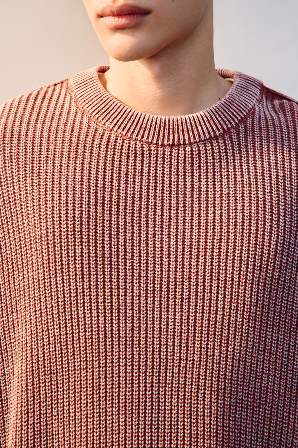 Джемпер вязаный с вареным эффектом - цвет бордовый - 6