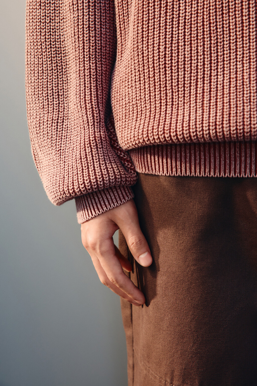 Джемпер вязаный с вареным эффектом - цвет бордовый - 7