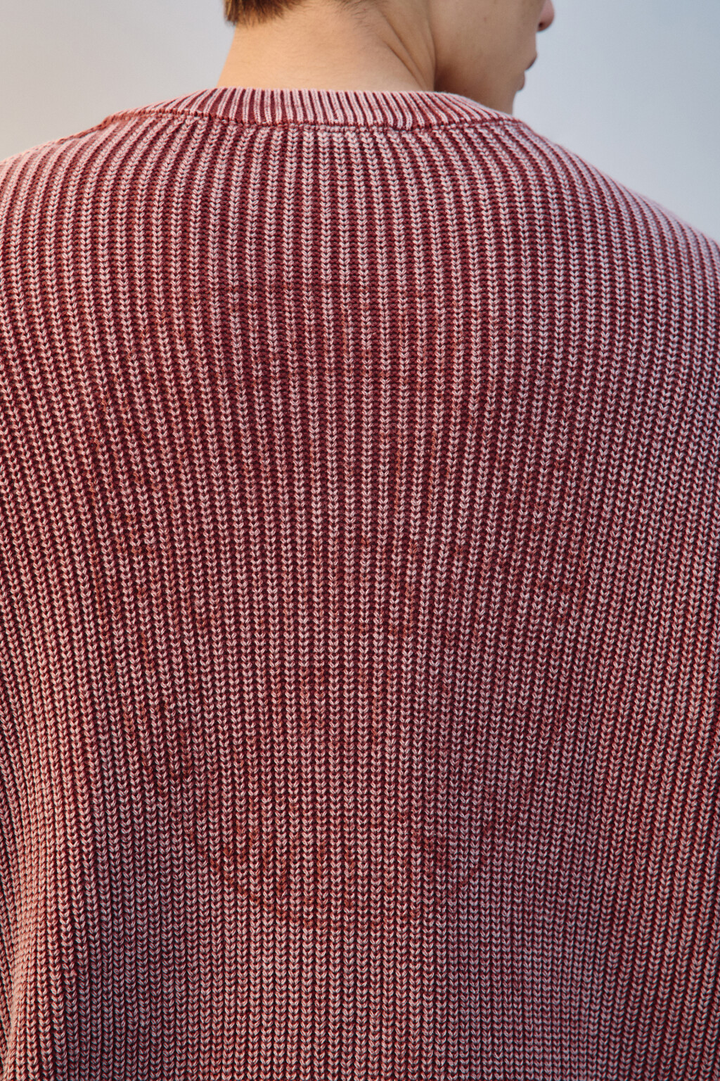 Джемпер вязаный с вареным эффектом - цвет бордовый - 8