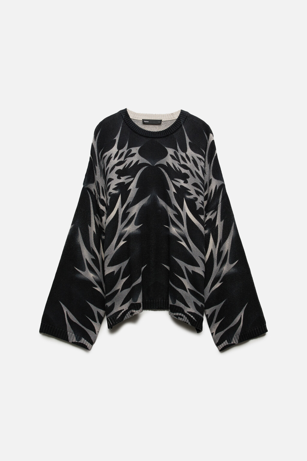 Джемпер вязаный с принтом-абстракцией - цвет черный - 8