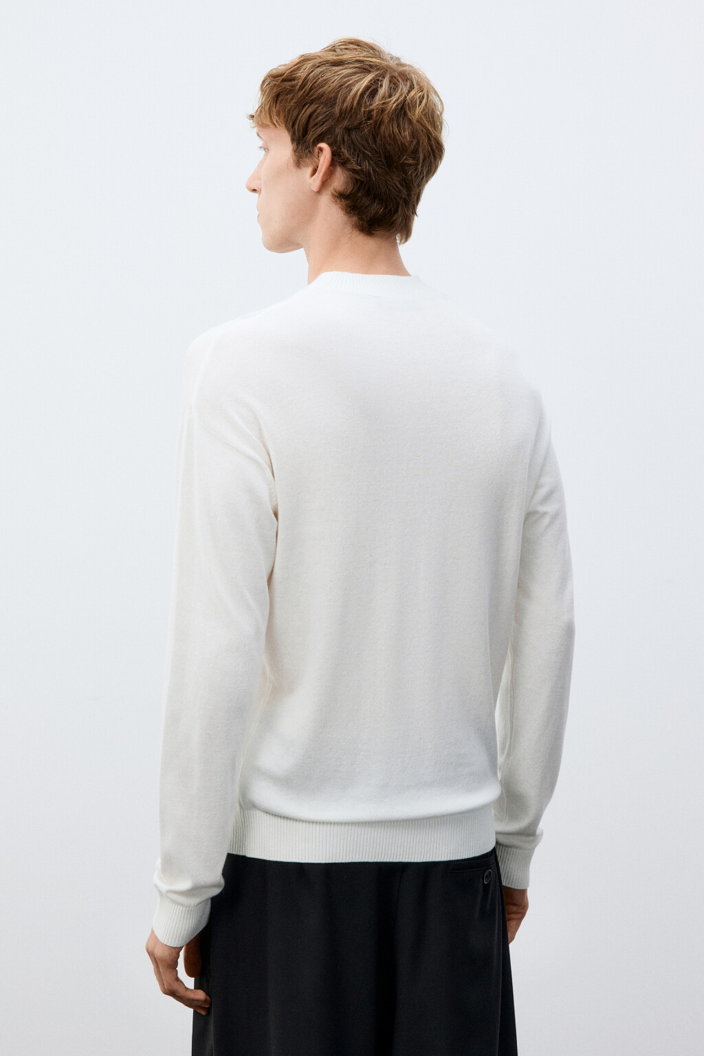 Джемпер тонкий вязаный - цвет белый - 3