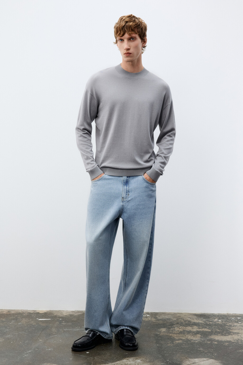 Джемпер тонкий вязаный - цвет серый - 4